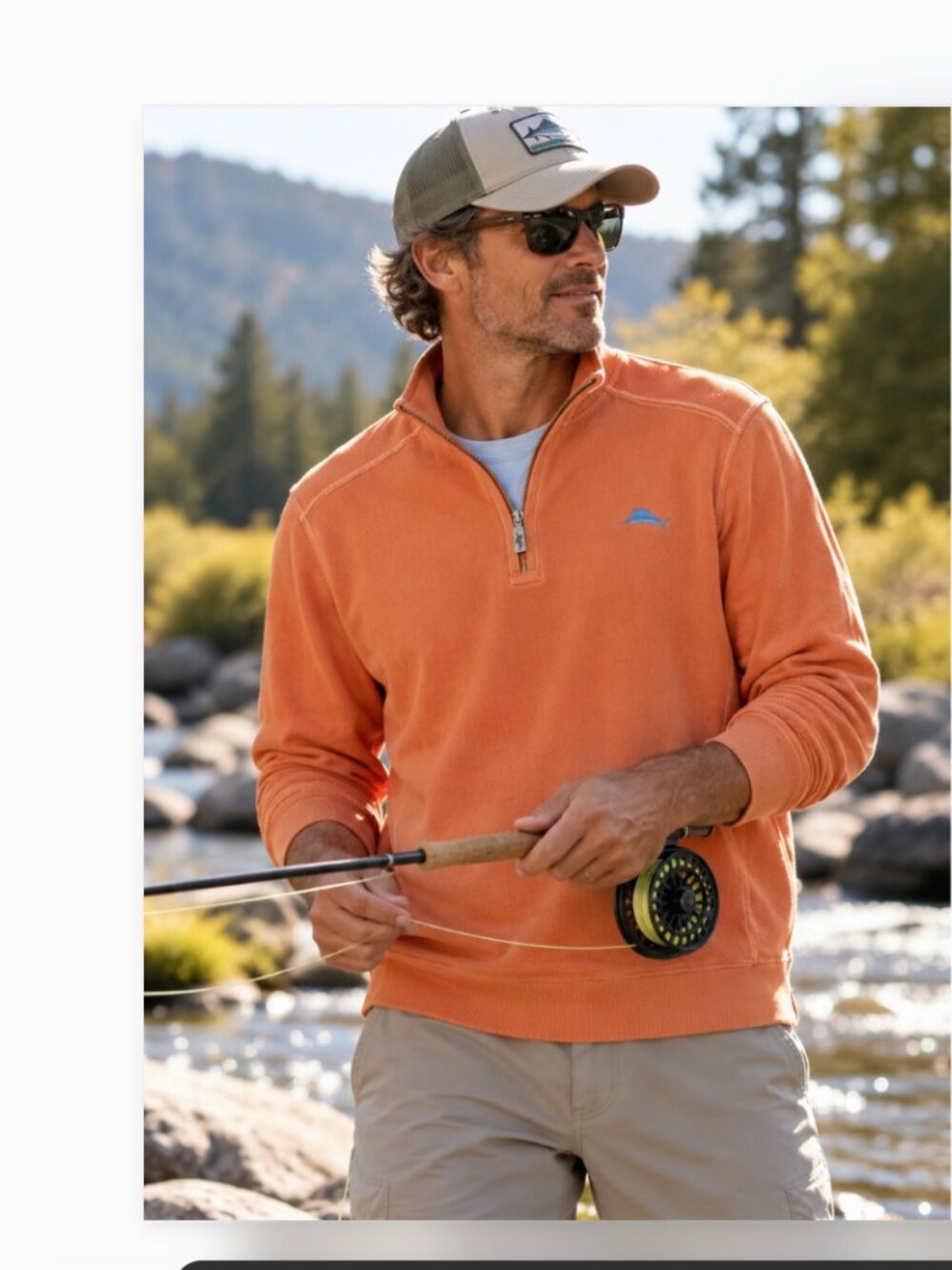 Tommy Bahama Relax Men’s L Coral Orange 1/4 Zip Cotton Marlin Pullover